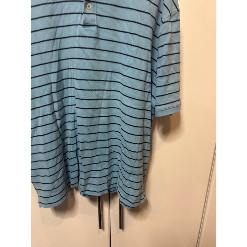 Eddie Bauer Mens XXL Blue Striped Short Sleeve Cotton Pique Polo Shirt‎ - Picture 6 of 16
